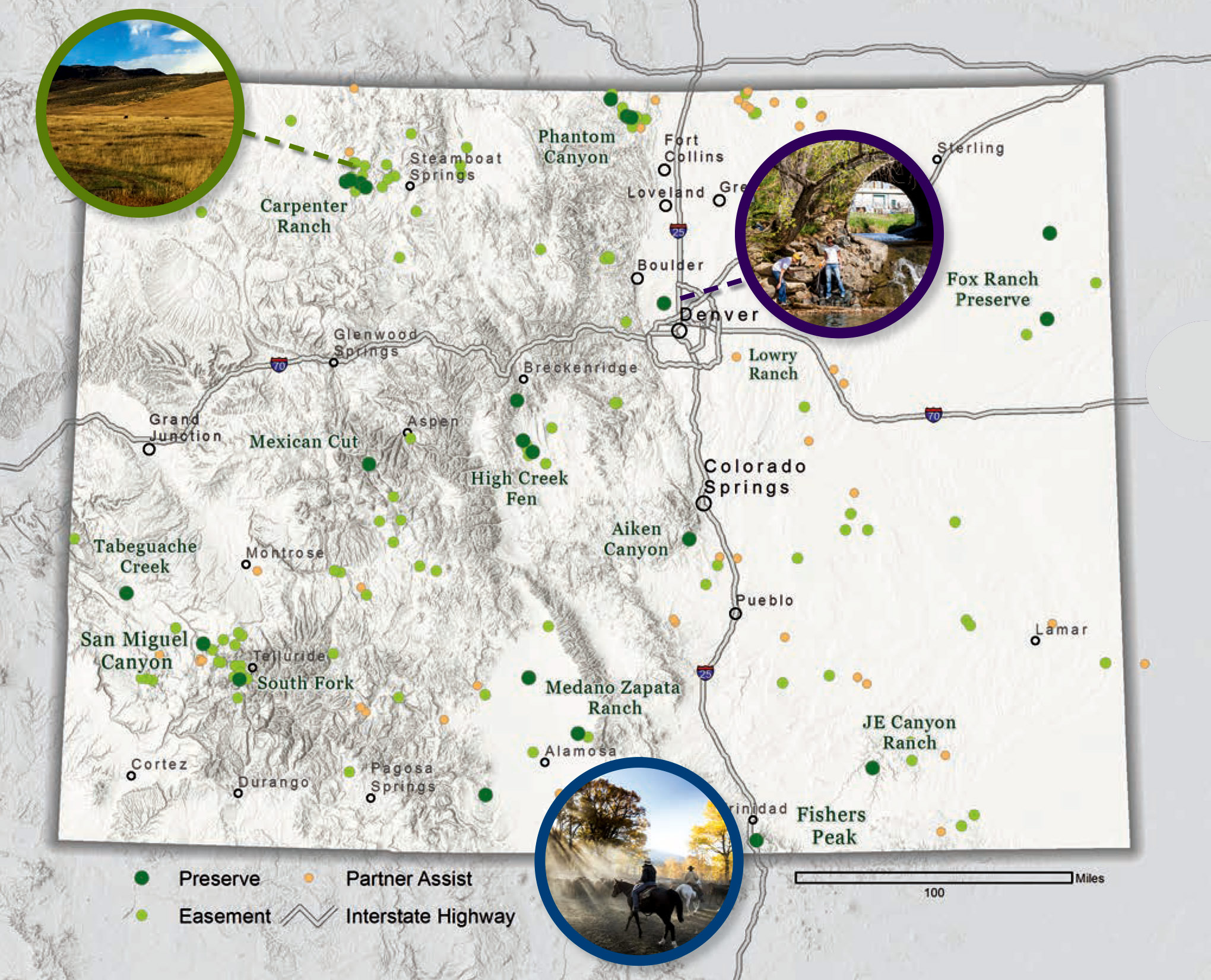 Map of Colorado showing TNC conservation focus areas.